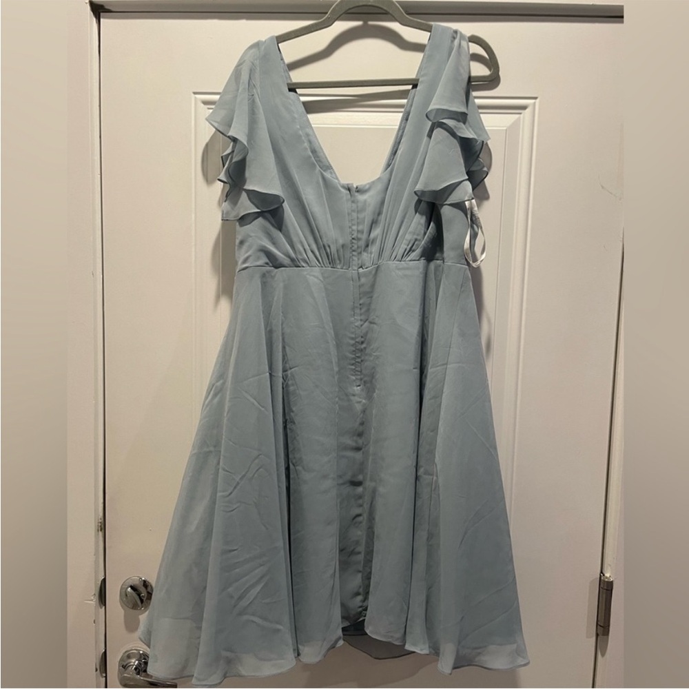 David's Bridal Soft Blue Midi Dress - Picture 5 of 5
